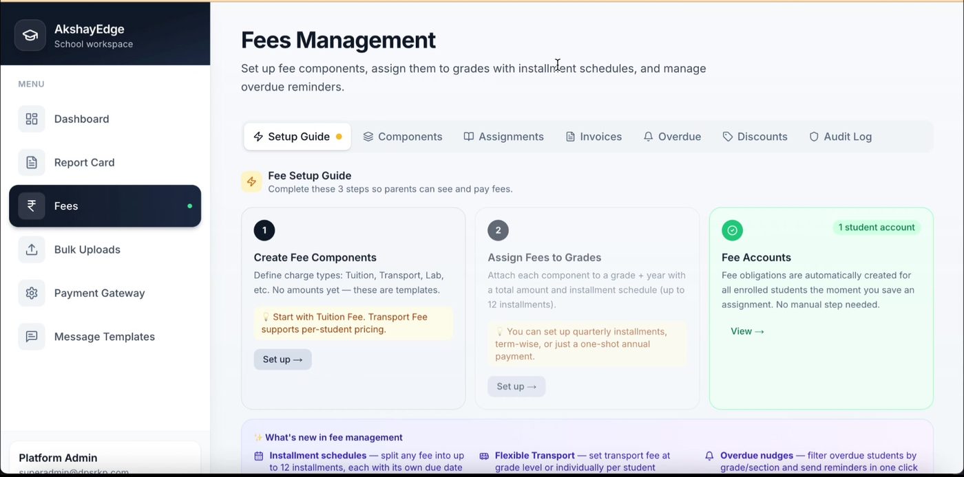 Fees Management dashboard