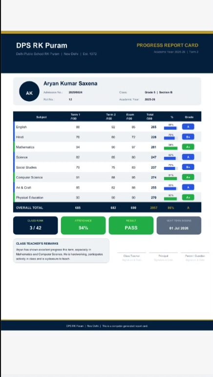 Report card PDF